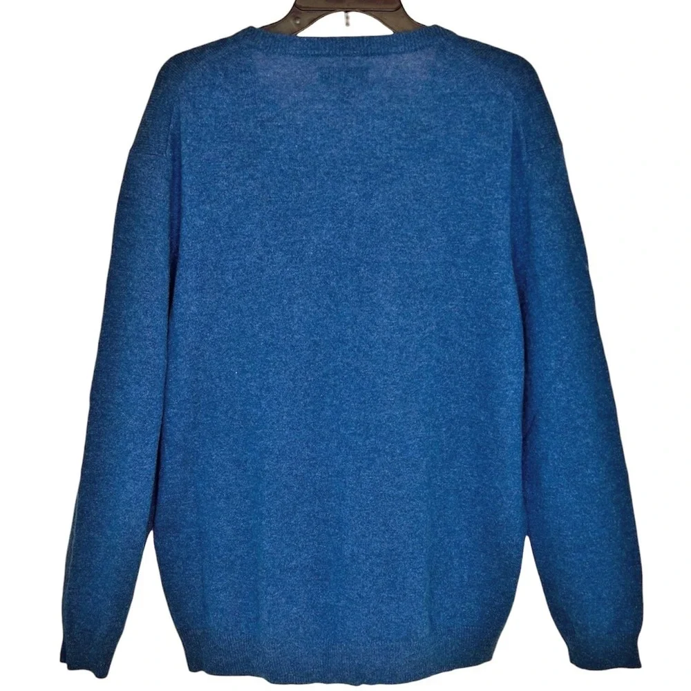 Club Room Cashmere Sweater V-Neck XL Peacock Heather Blue Quiet Luxury Pullover